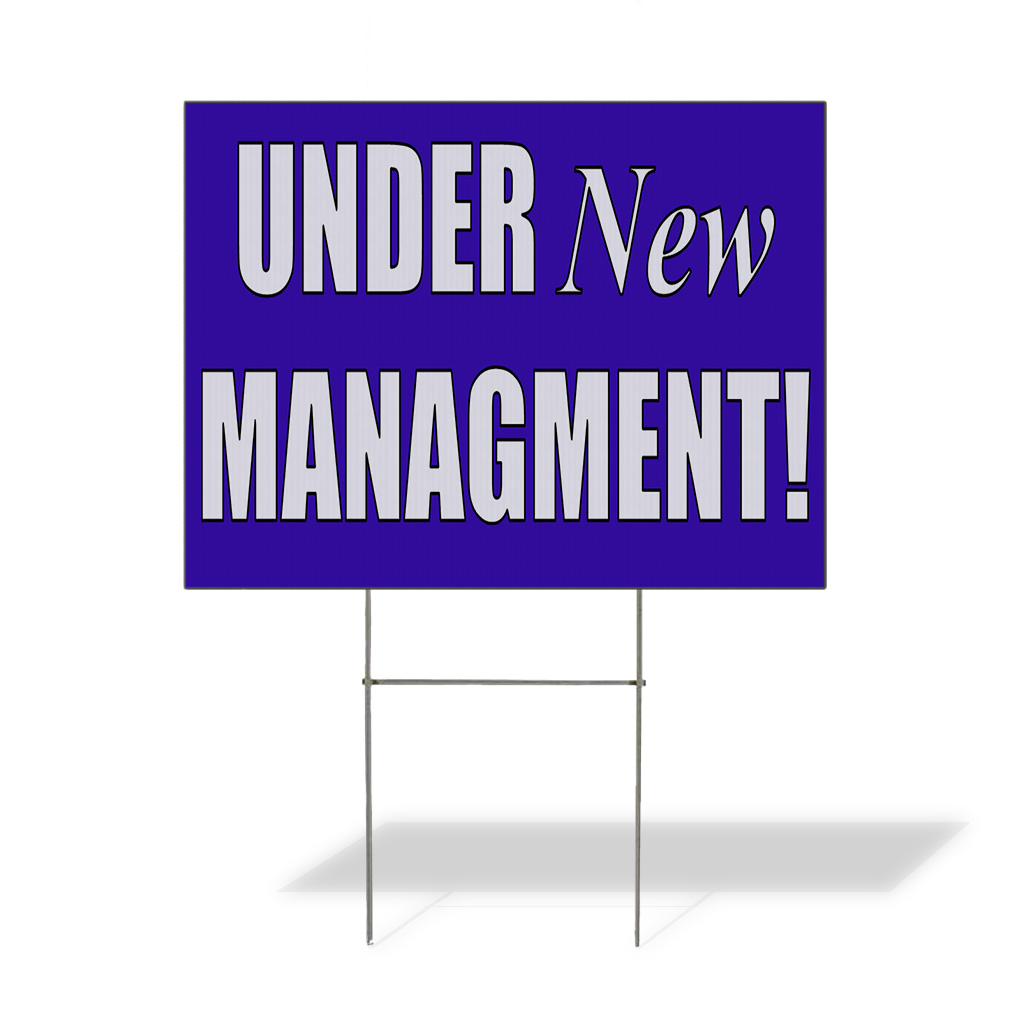 Weatherproof Yard Sign Under New Management Purple Lawn Garden