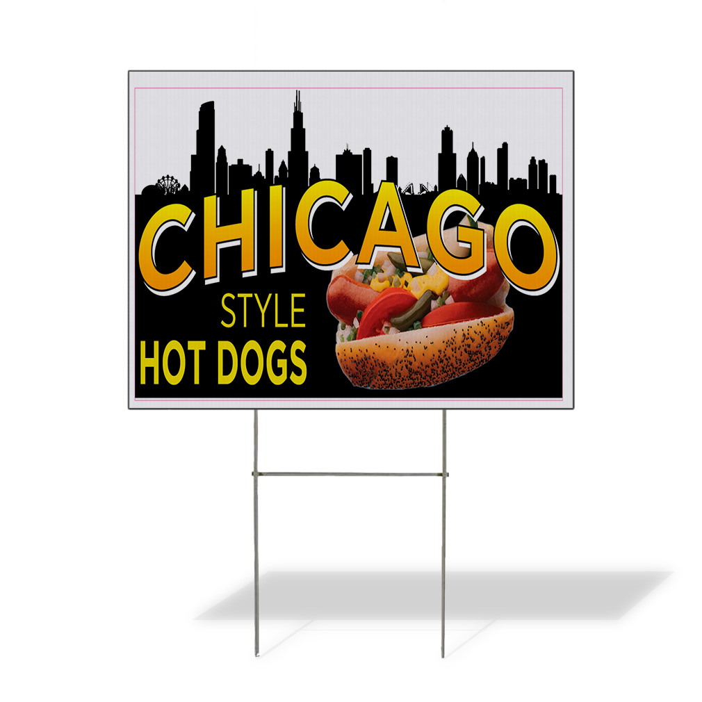 Weatherproof Yard Sign Chicago Style Hot Dog Restaurant Cafe Bar A Lawn Garden