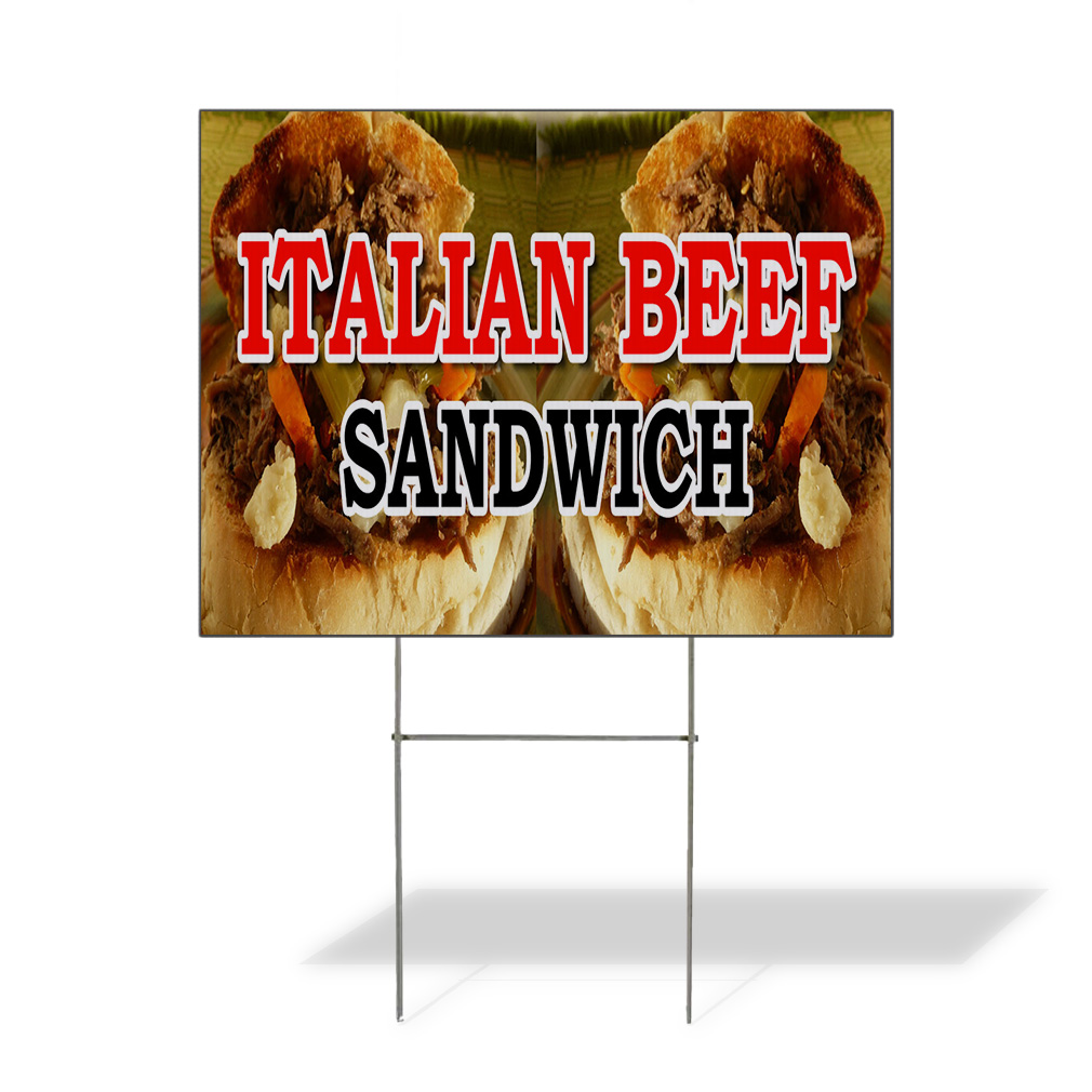 Weatherproof Yard Sign Italian Beef Sandwich Food Fair Truck Restaurant Brown