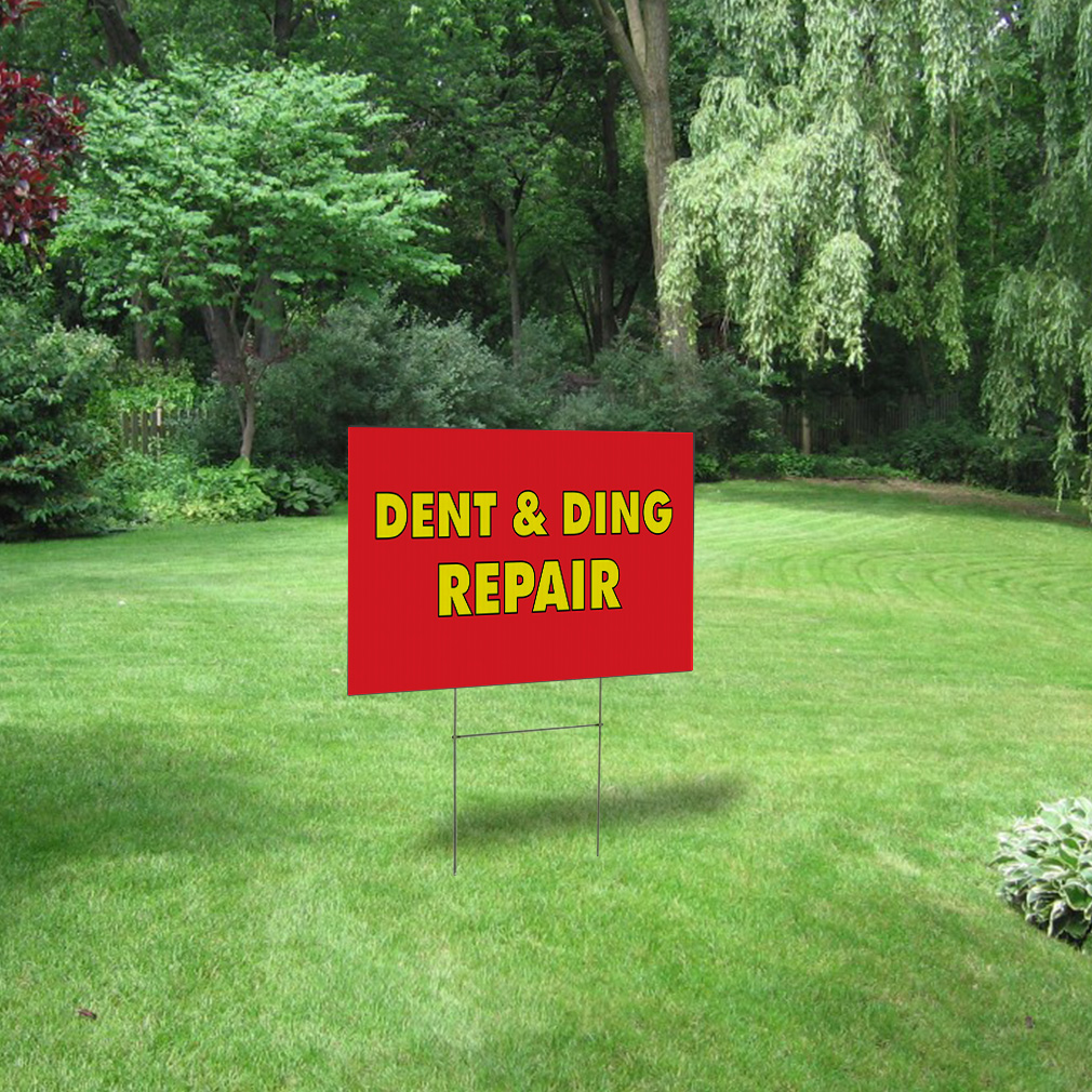 Weatherproof Yard Sign Dent & Ding Repair Advertising Printing Red Lawn ...
