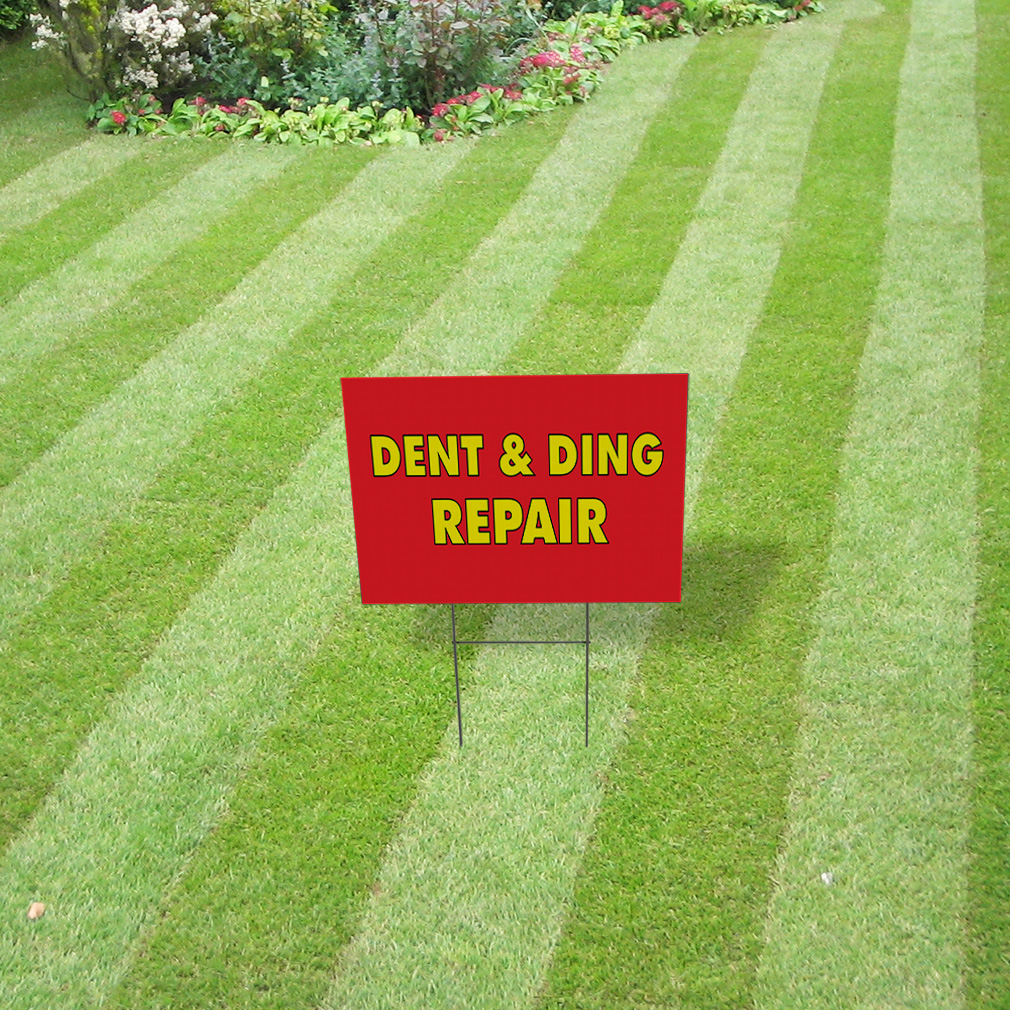 Weatherproof Yard Sign Dent & Ding Repair Advertising Printing Red Lawn ...