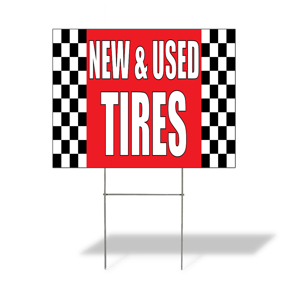 Weatherproof Yard Sign New & Used Tires Advertising Printing B Red Lawn Garden
