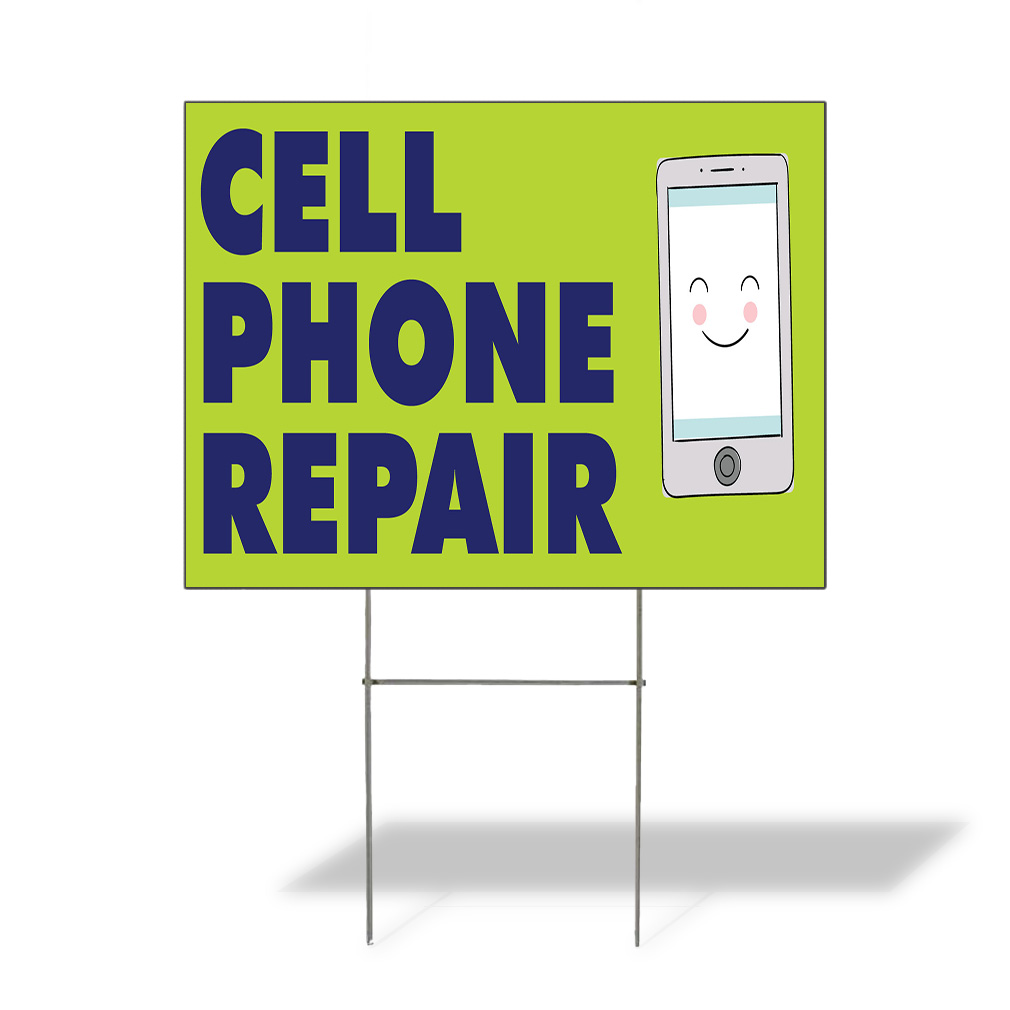 Weatherproof Yard Sign Cell Phone Repair Advertising Printing A Lawn Garden