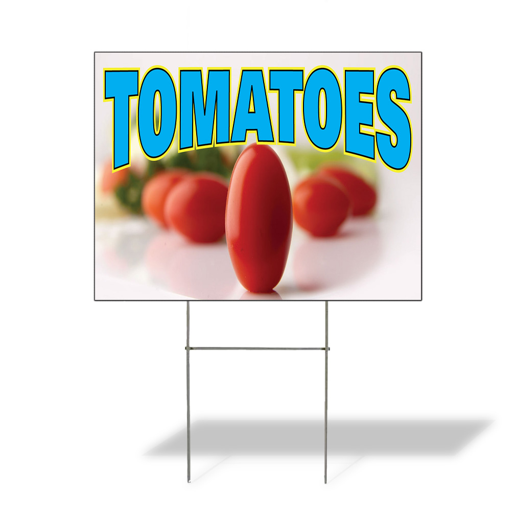Weatherproof Yard Sign Tomatoes Outdoor Advertising Printing A Blue Lawn Garden