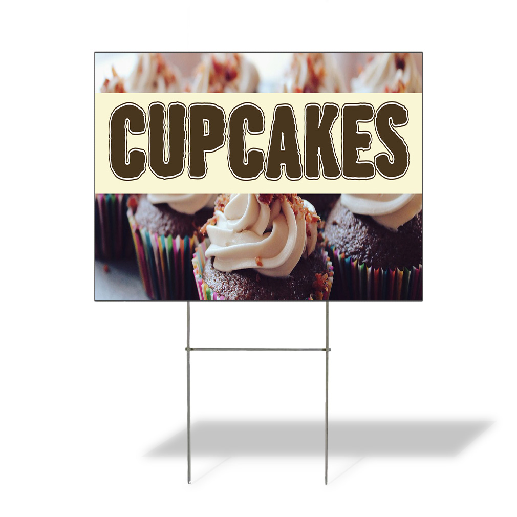 Weatherproof Yard Sign Cupcakes Outdoor Advertising Printing A Black Lawn Garden