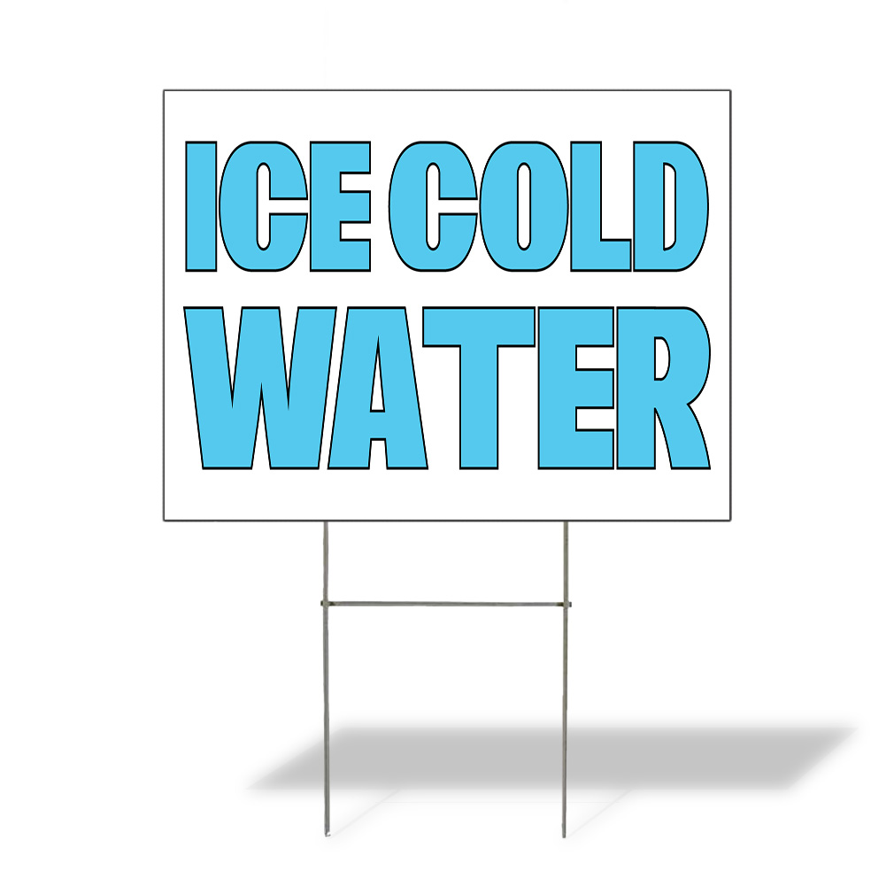 Weatherproof Yard Sign Ice Cold Water Advertising Printing B Blue Lawn Garden