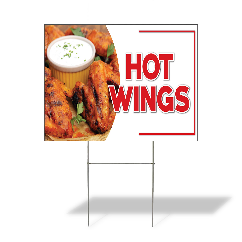 Weatherproof Yard Sign Hot Wings Outdoor Advertising Printing A Lawn Garden