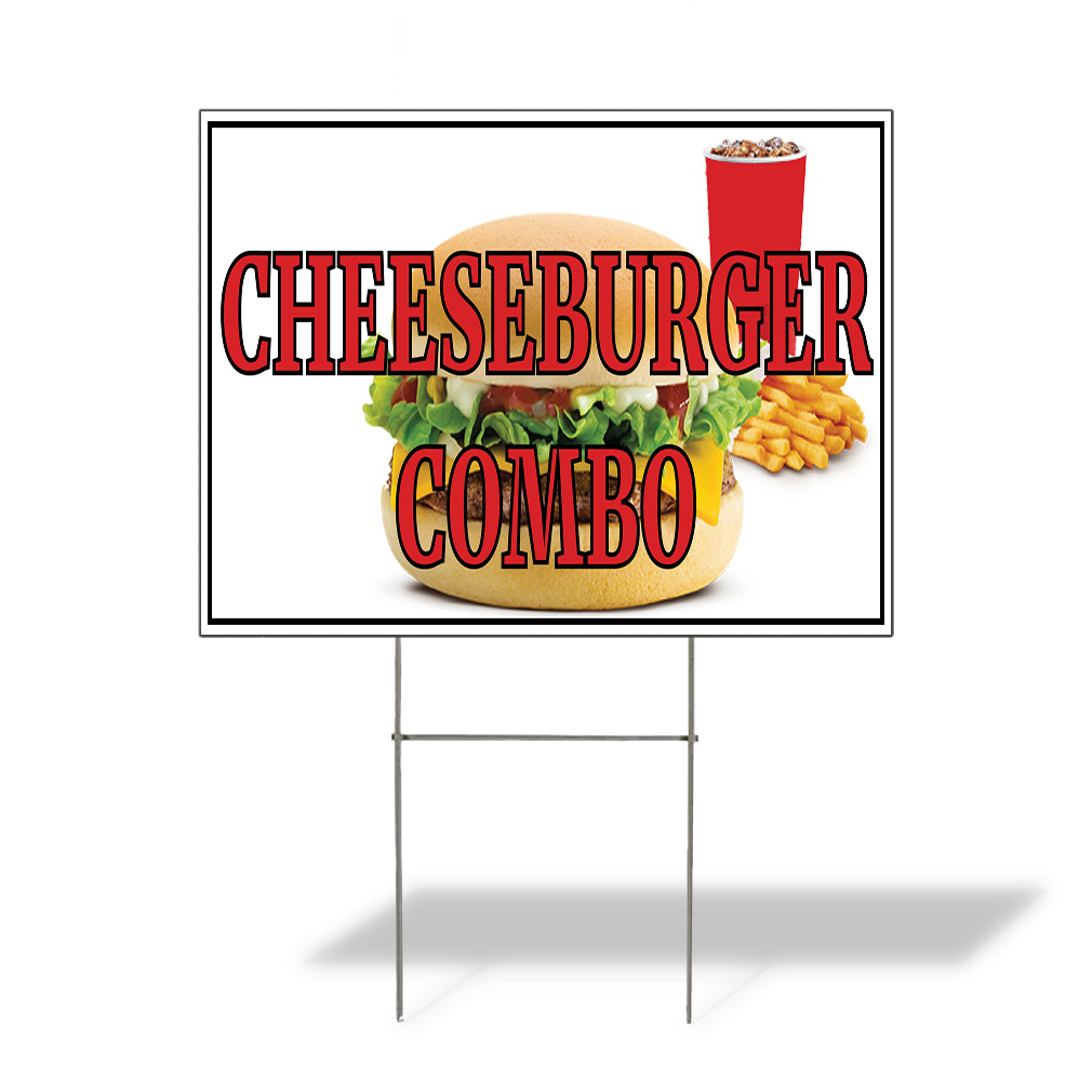 Weatherproof Yard Sign Cheeseburger Combo Advertising Printing B Red ...