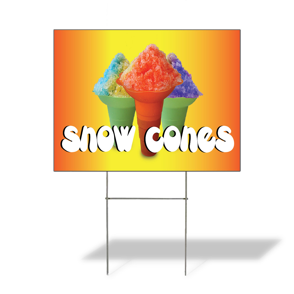 Weatherproof Yard Sign Snow Cones Outdoor Advertising Printing A Lawn Garden
