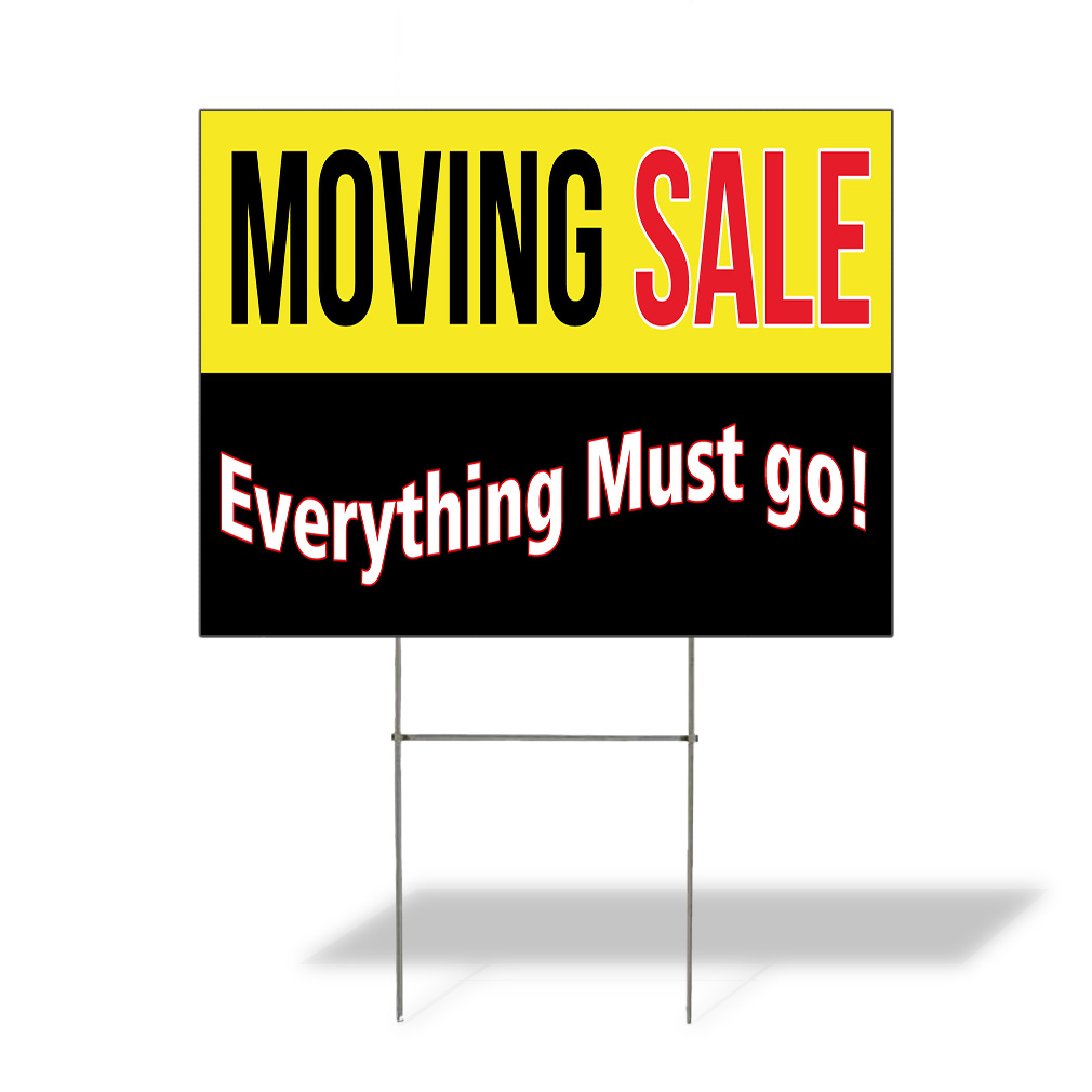 Weatherproof Yard Sign Moving Sale Everything Must Go Black Lawn Garden