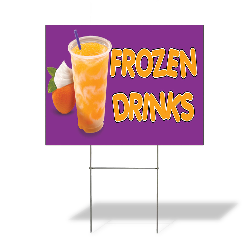 Weatherproof Yard Sign Frozen Drinks Outdoor Advertising Printing A Lawn Garden