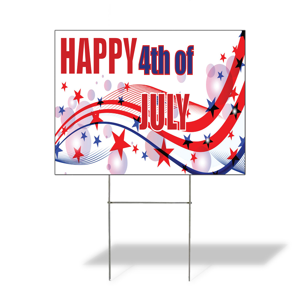 Weatherproof Yard Sign Happy 4Th of July Advertising Printing D Red Lawn Garden