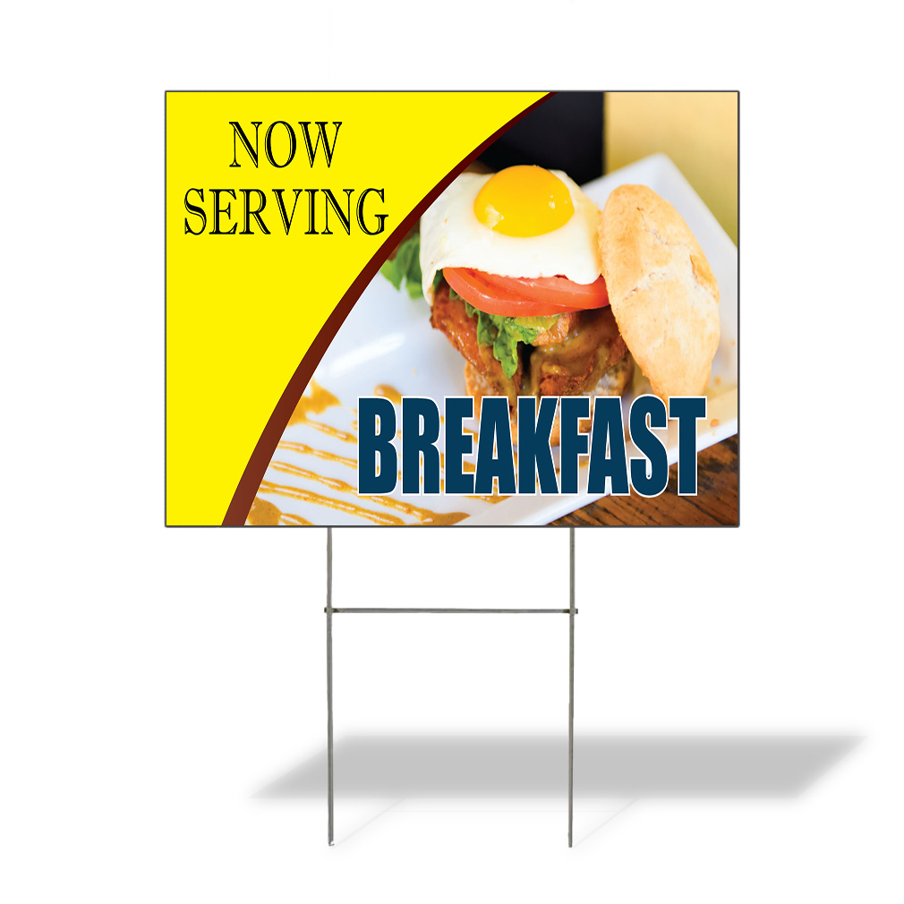Weatherproof Yard Sign Now Serving Breakfast Advertising Printing G ...