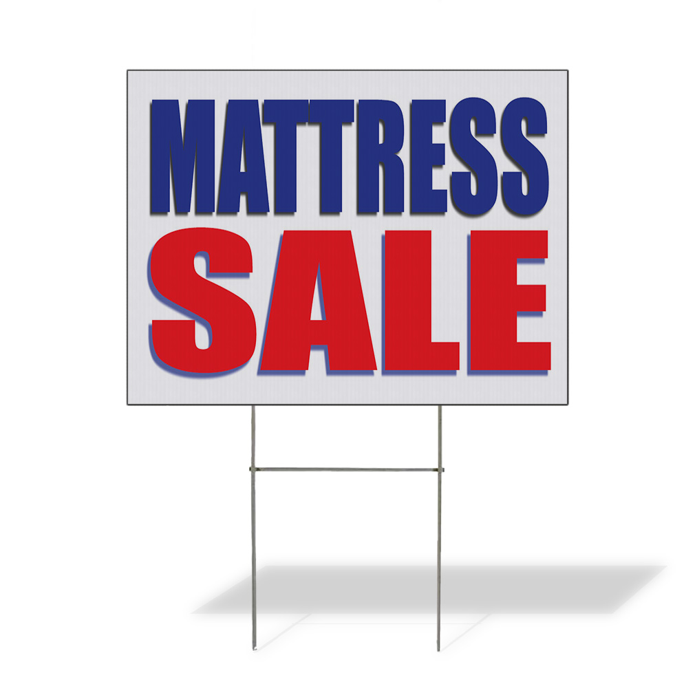 Weatherproof Yard Sign Mattress Sale Blue Red Promotion Business Lawn Garden