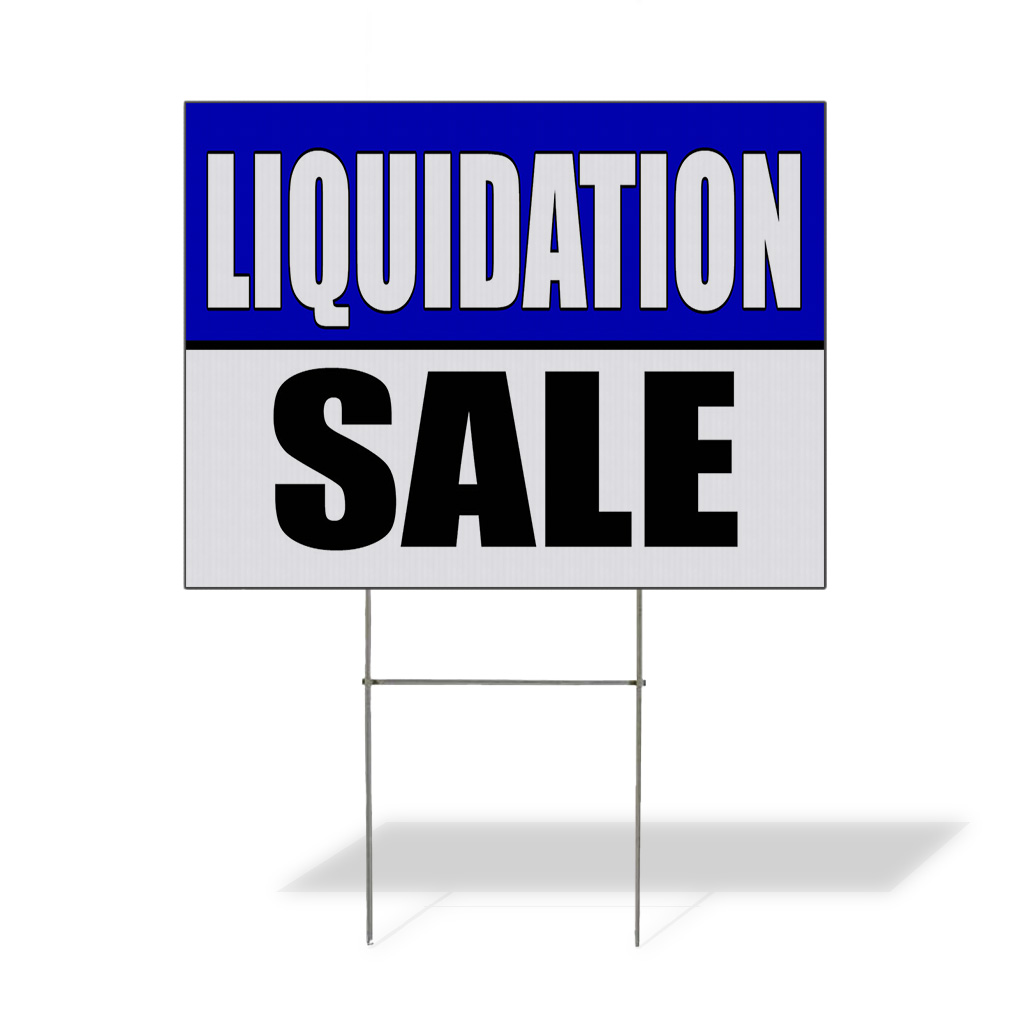Weatherproof Yard Sign Liquidation Sale Promotion Business Blue Lawn Garden