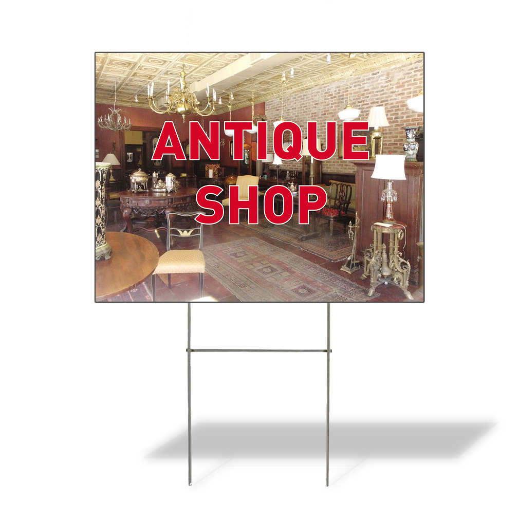 Weatherproof Yard Sign Antique Shop H Outdoor Advertising Printing Lawn Garden