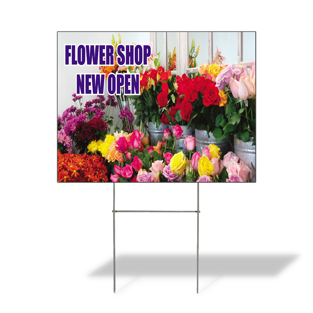 Weatherproof Yard Sign Flower Shop New Open Advertising Printing Lawn ...