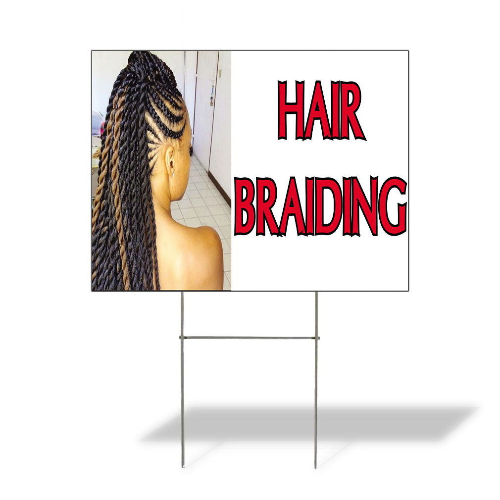 Weatherproof Yard Sign Hair Braiding Outdoor Advertising Printing Lawn Garden