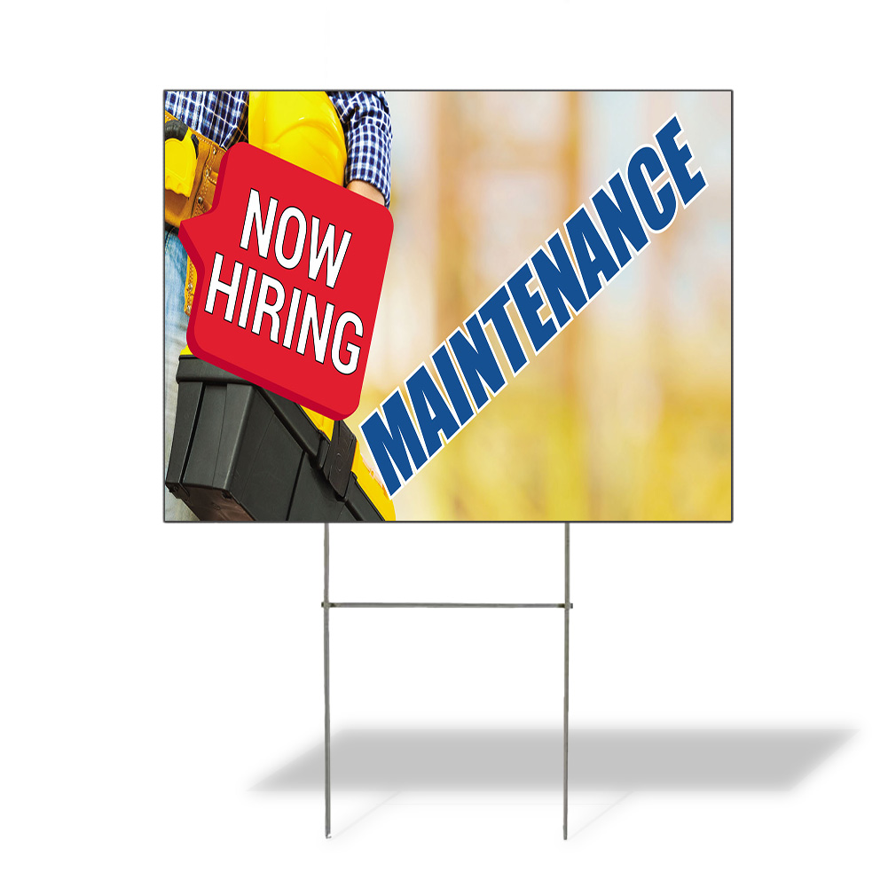 Weatherproof Yard Sign Now Hiring Maintenance Advertising Printing Lawn Garden