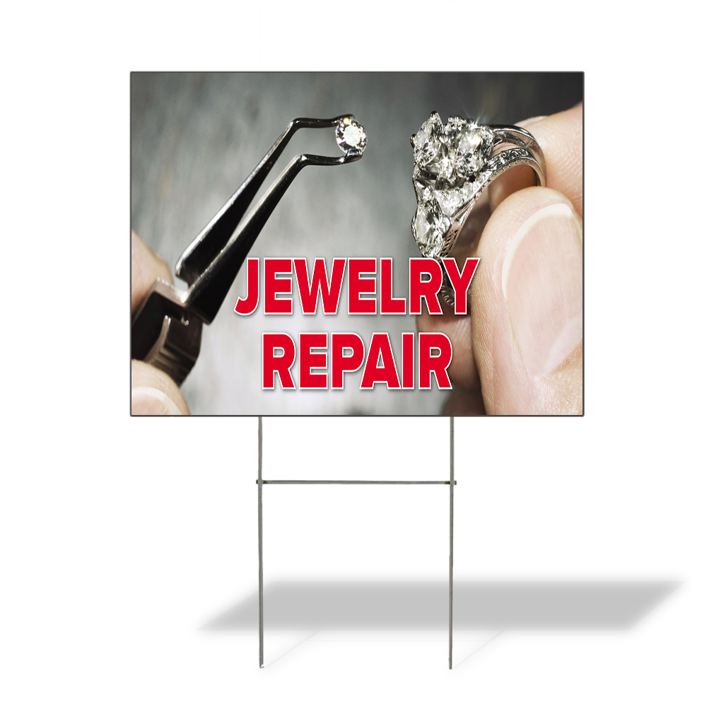 Weatherproof Yard Sign Jewelry Repair Advertising Printing C Grey Lawn Garden