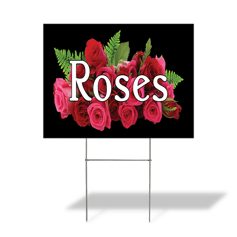 Weatherproof Yard Sign Roses Outdoor Advertising Printing Black Lawn Garden