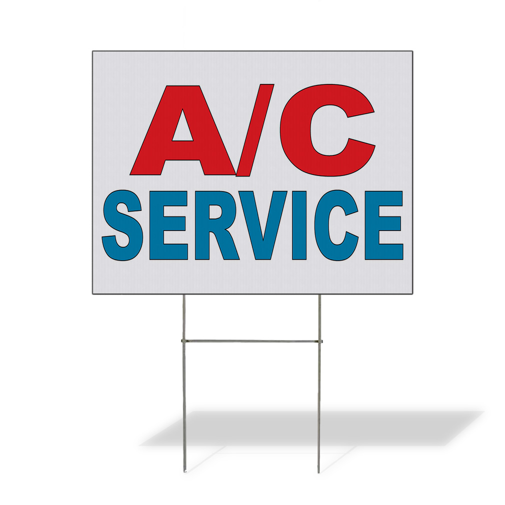 Weatherproof Yard Sign A C Service Red Blue Auto Car Repair Shop Lawn Garden