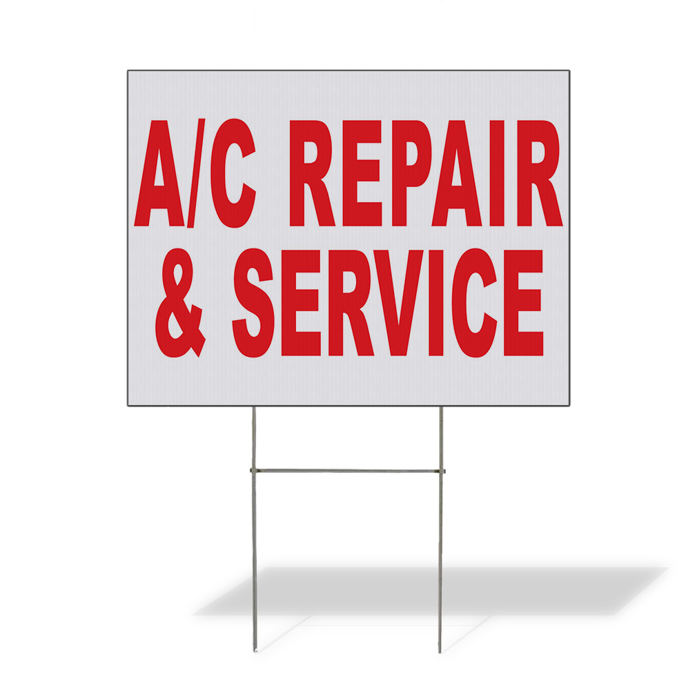 Weatherproof Yard Sign A C Repair Service Red Auto Car Shop Lawn Garden