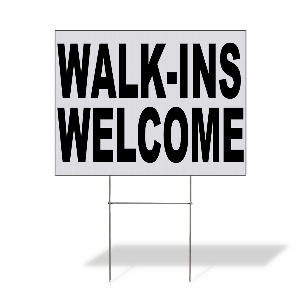 Weatherproof Yard Sign Walk-Ins Welcome Black Lawn Garden