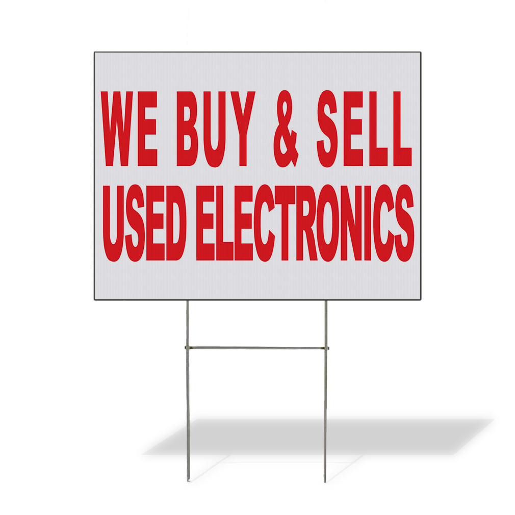 Weatherproof Yard Sign We Buy Sell Used Electronics Red Lawn Garden