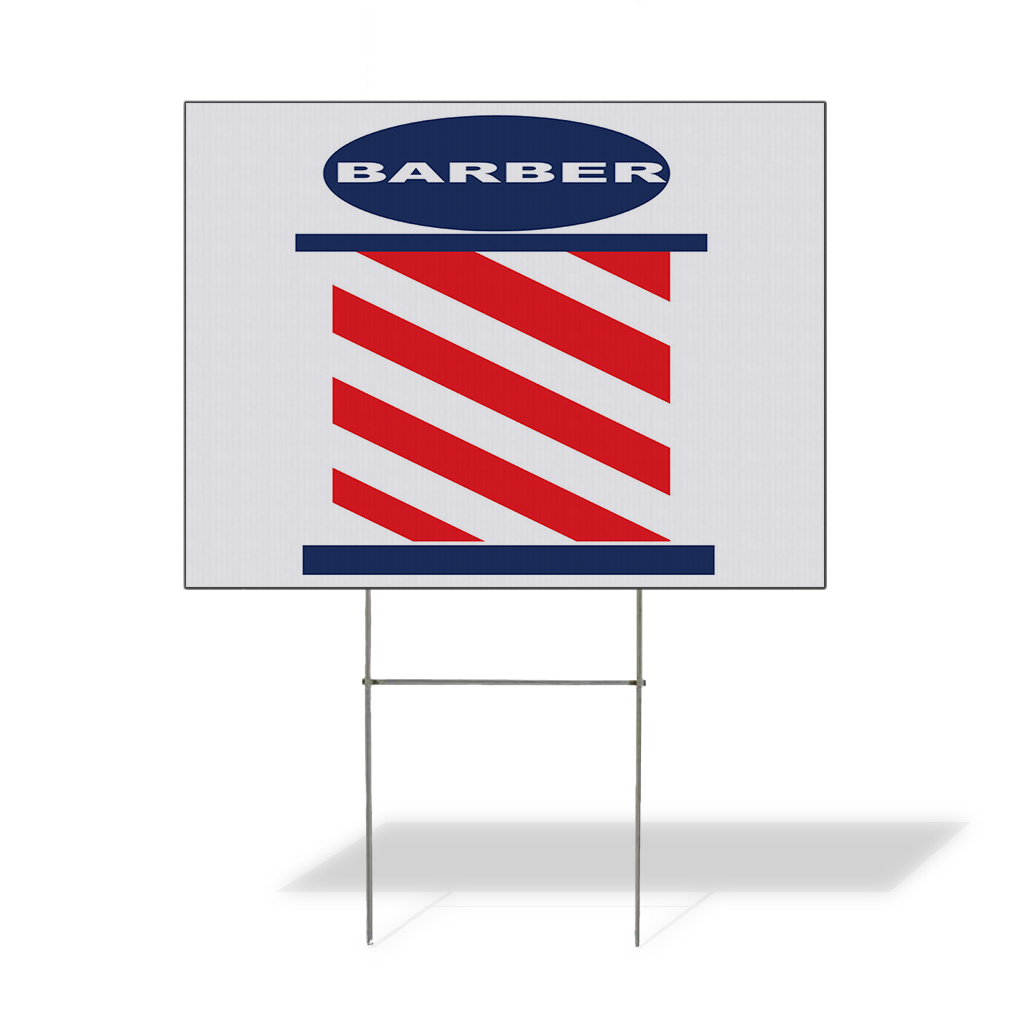 Weatherproof Yard Sign Barber Pole Blue Red Lawn Garden Salon & Spa