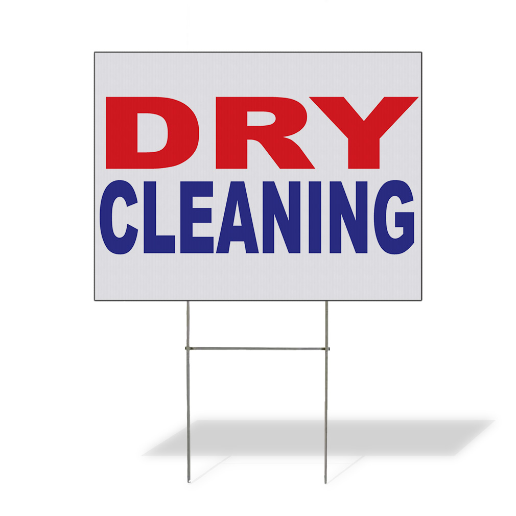 Weatherproof Yard Sign Dry Cleaning Red Blue Lawn Garden Services