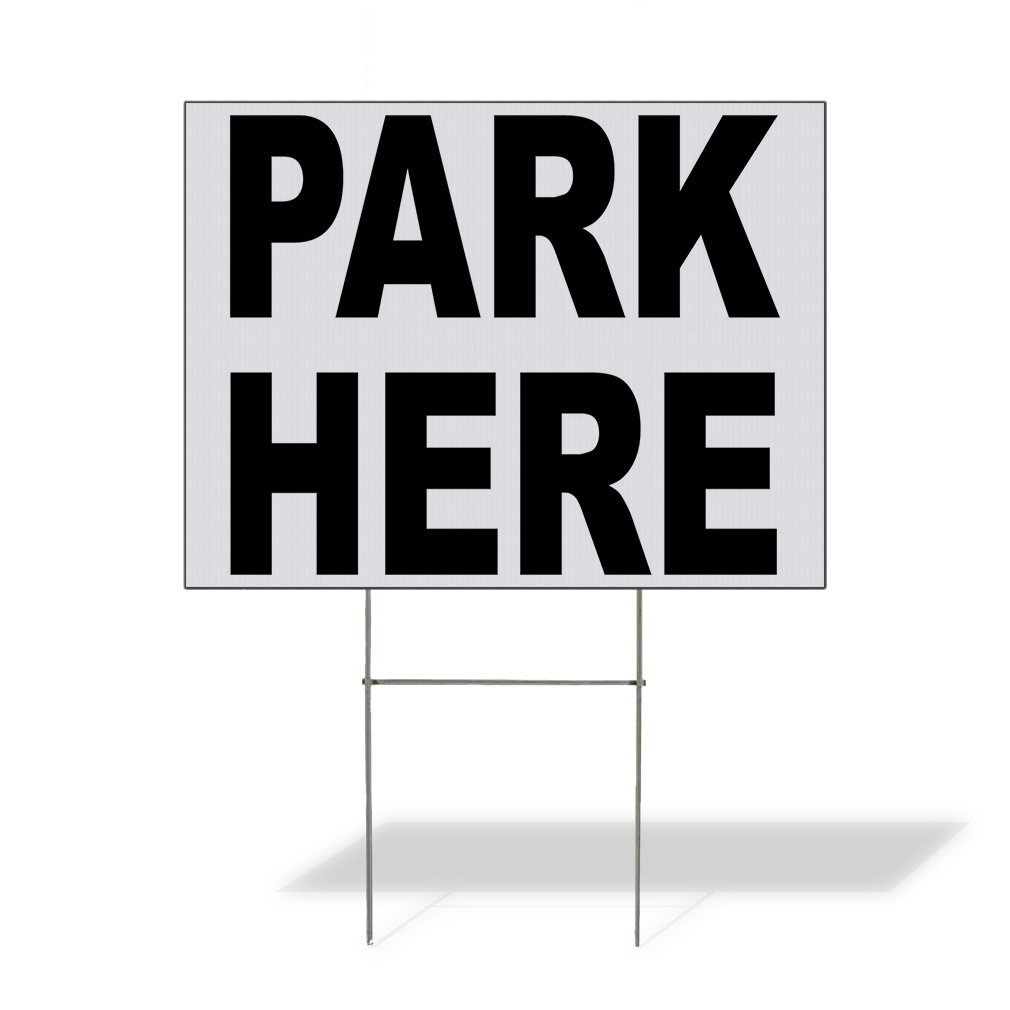 Weatherproof Yard Sign Park Here Black Lawn Garden Parking