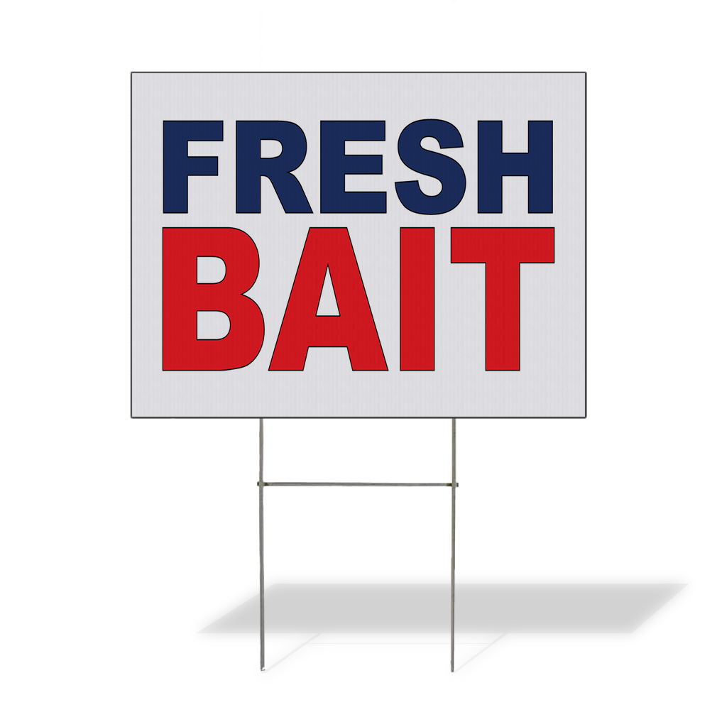 Weatherproof Yard Sign Free Bait Blue Red Lawn Garden