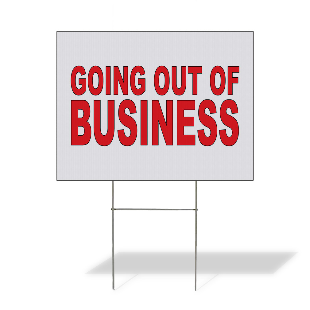 Weatherproof Yard Sign Going out of Business Red Lawn Garden