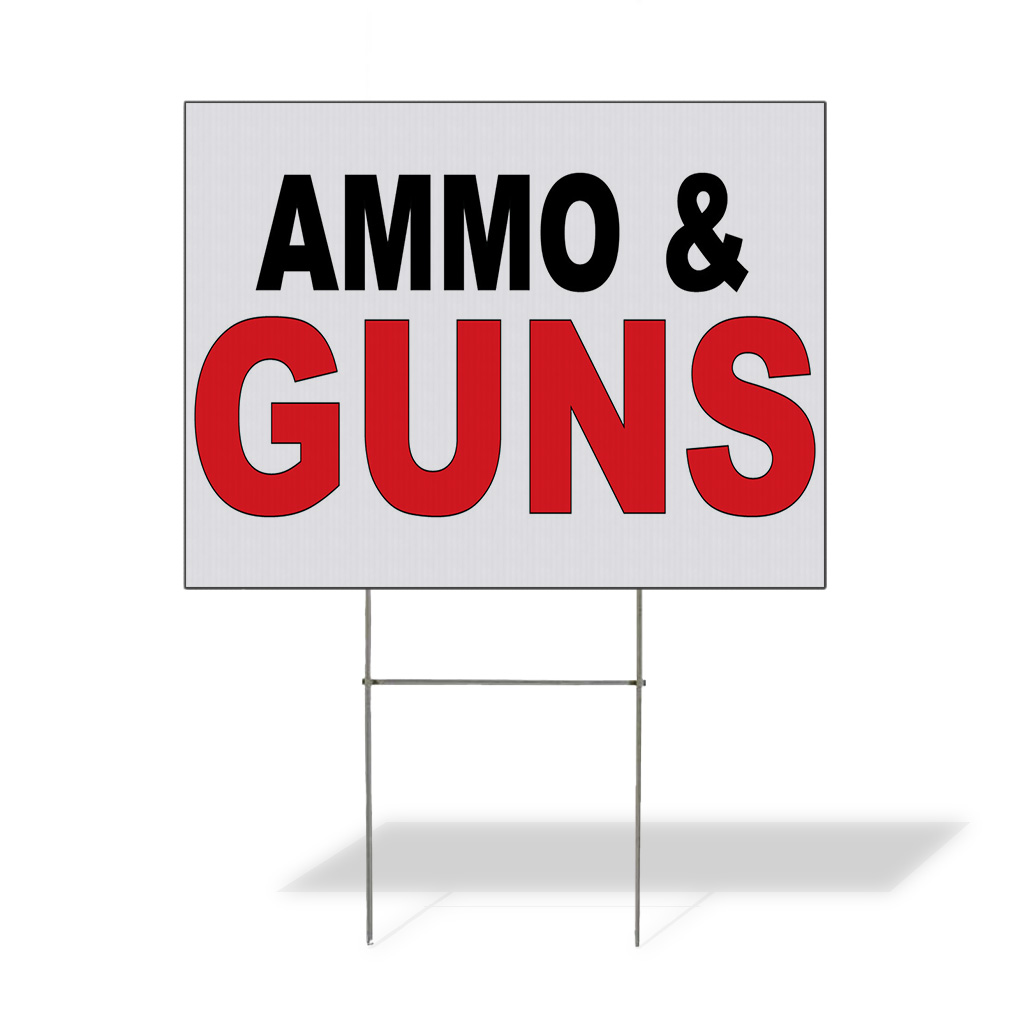 Weatherproof Yard Sign Ammo & Guns Black Red Lawn Garden General Industrial