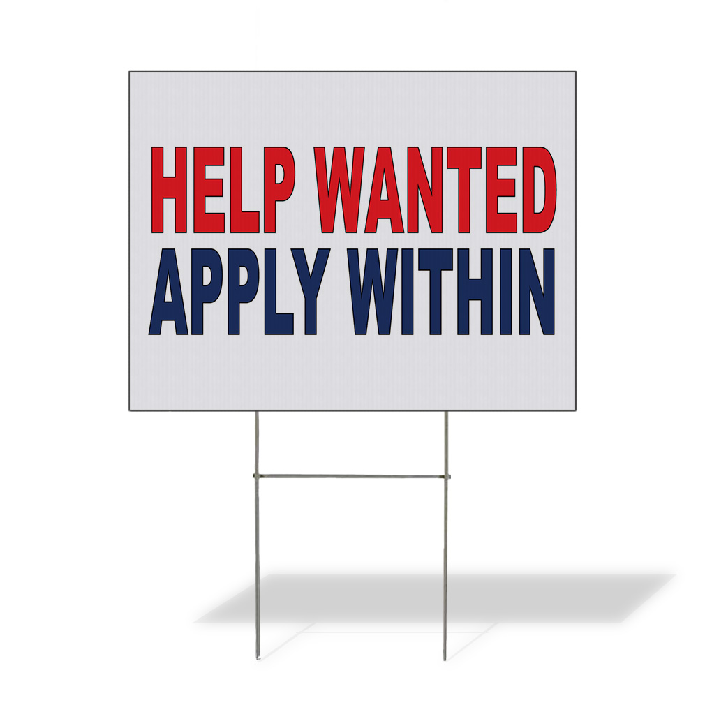 Weatherproof Yard Sign Help Wanted Apply Within Red Blue Lawn Garden