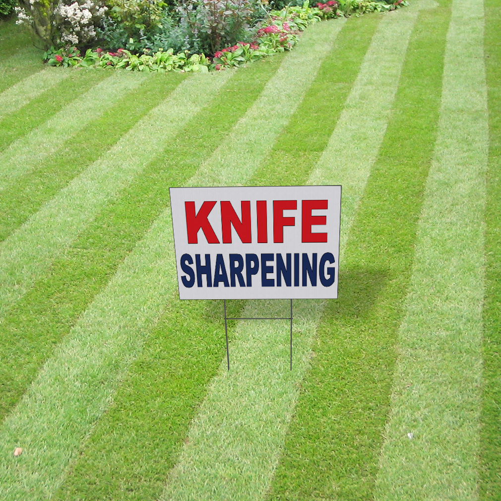 Weatherproof Yard Sign Knife Sharpening Red Blue Lawn Garden Home ...