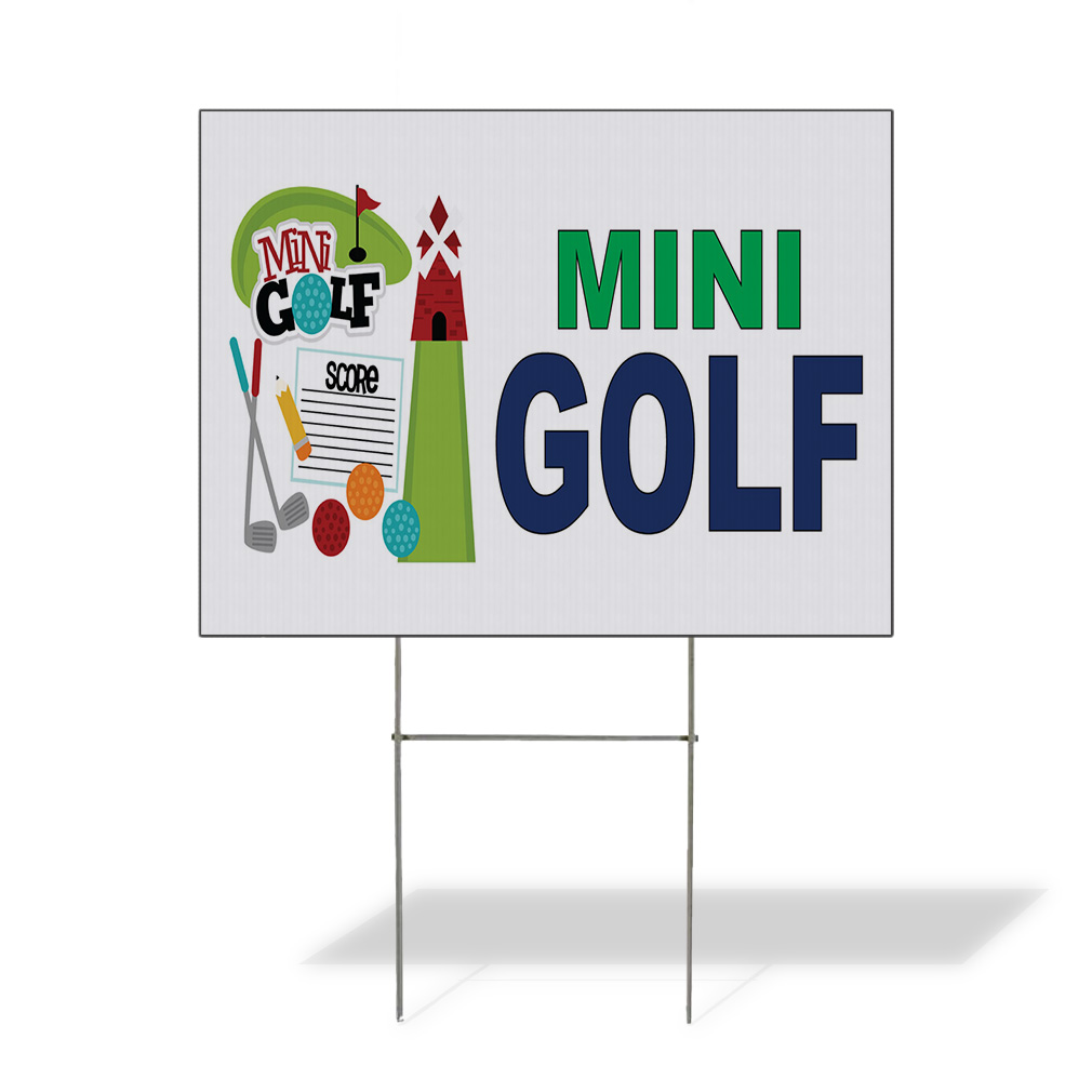 Mini Golf Sign Colorable Weatherproof Yard Sign Mini Golf Green Blue Lawn Garden | eBay