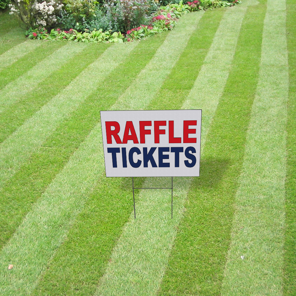 Weatherproof Yard Sign Raffle Tickets Red Blue Lawn Garden Fundraising ...