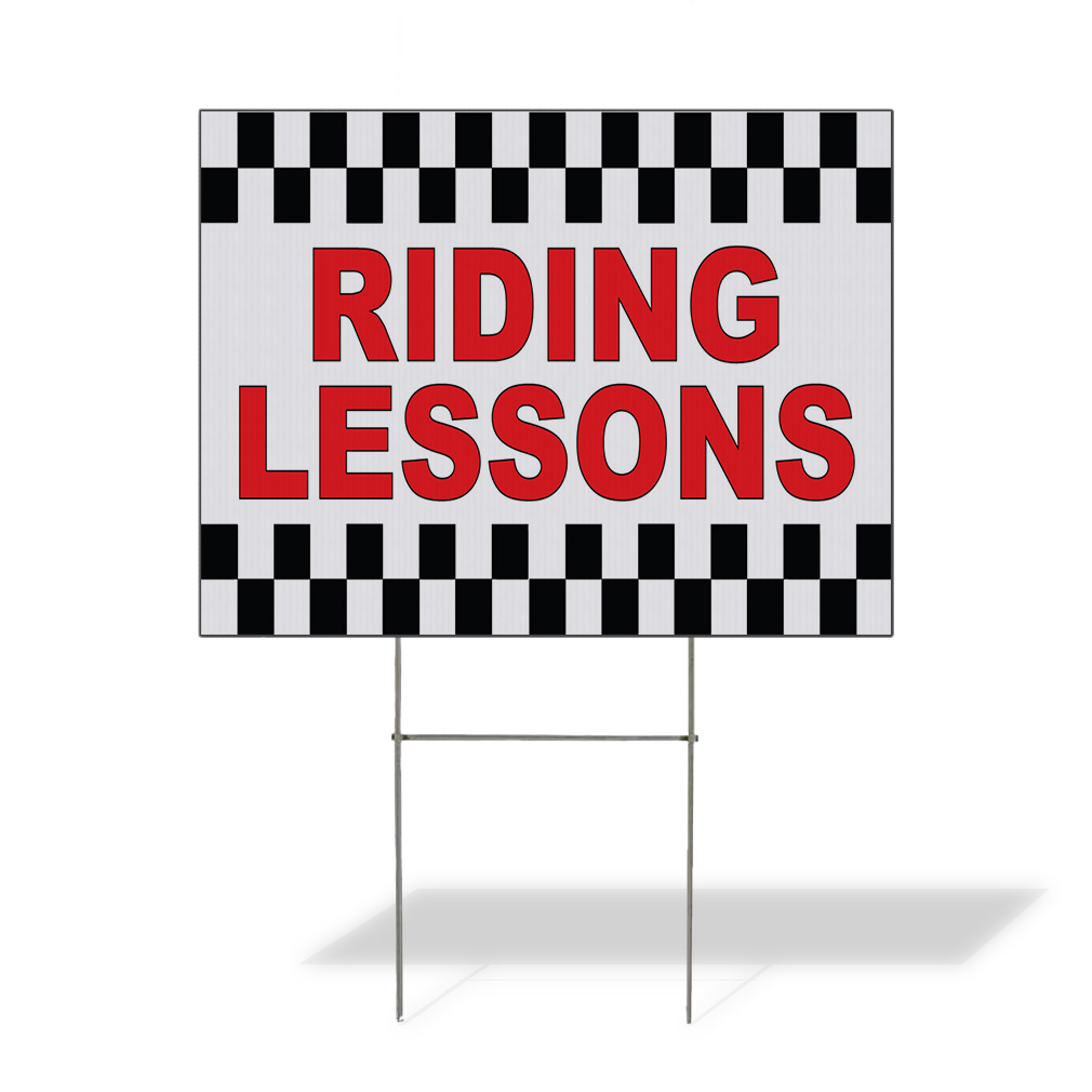 Weatherproof Yard Sign Riding Lessons Red Lawn Garden Sports