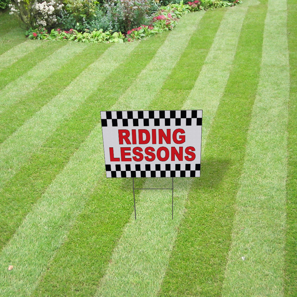 Weatherproof Yard Sign Riding Lessons Red Lawn Garden Sports | eBay