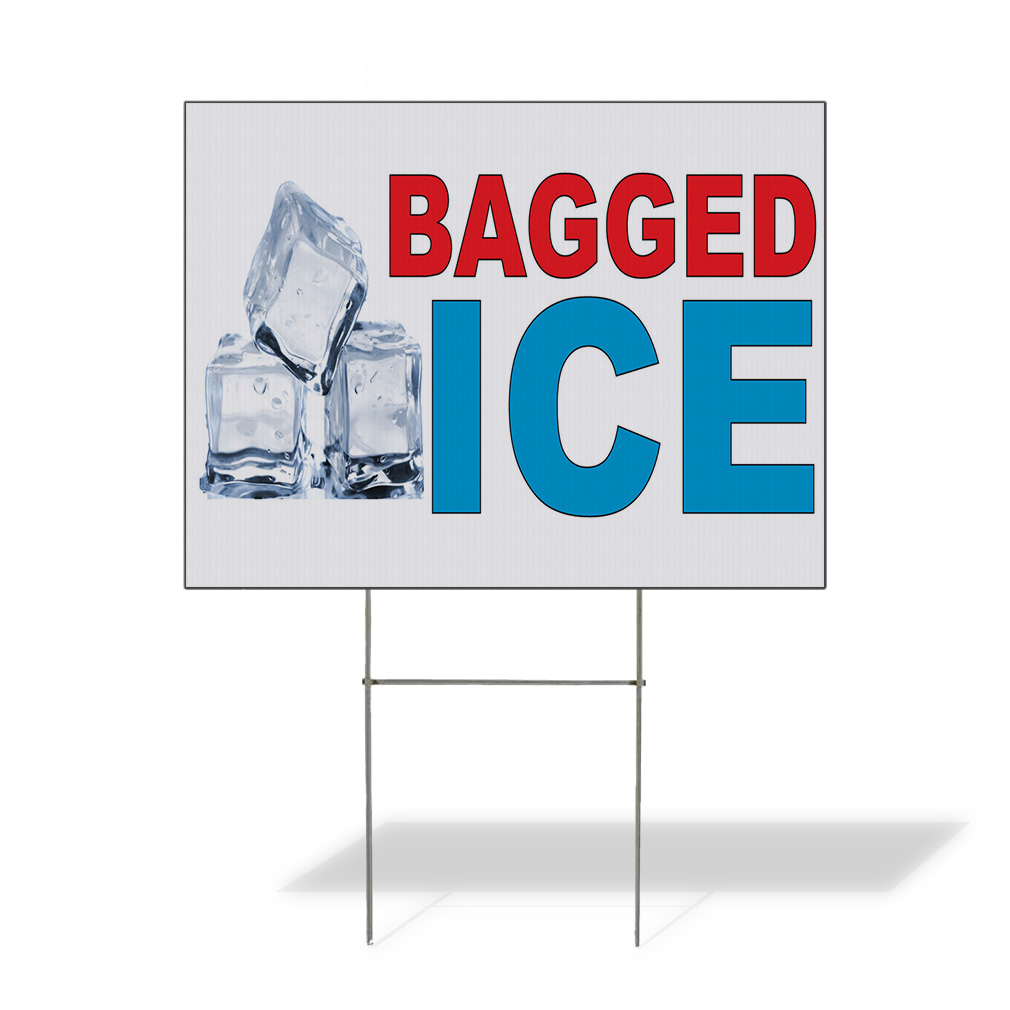 Weatherproof Yard Sign Bagged Ice Red Blue Food Bar Restaurant Truck ...
