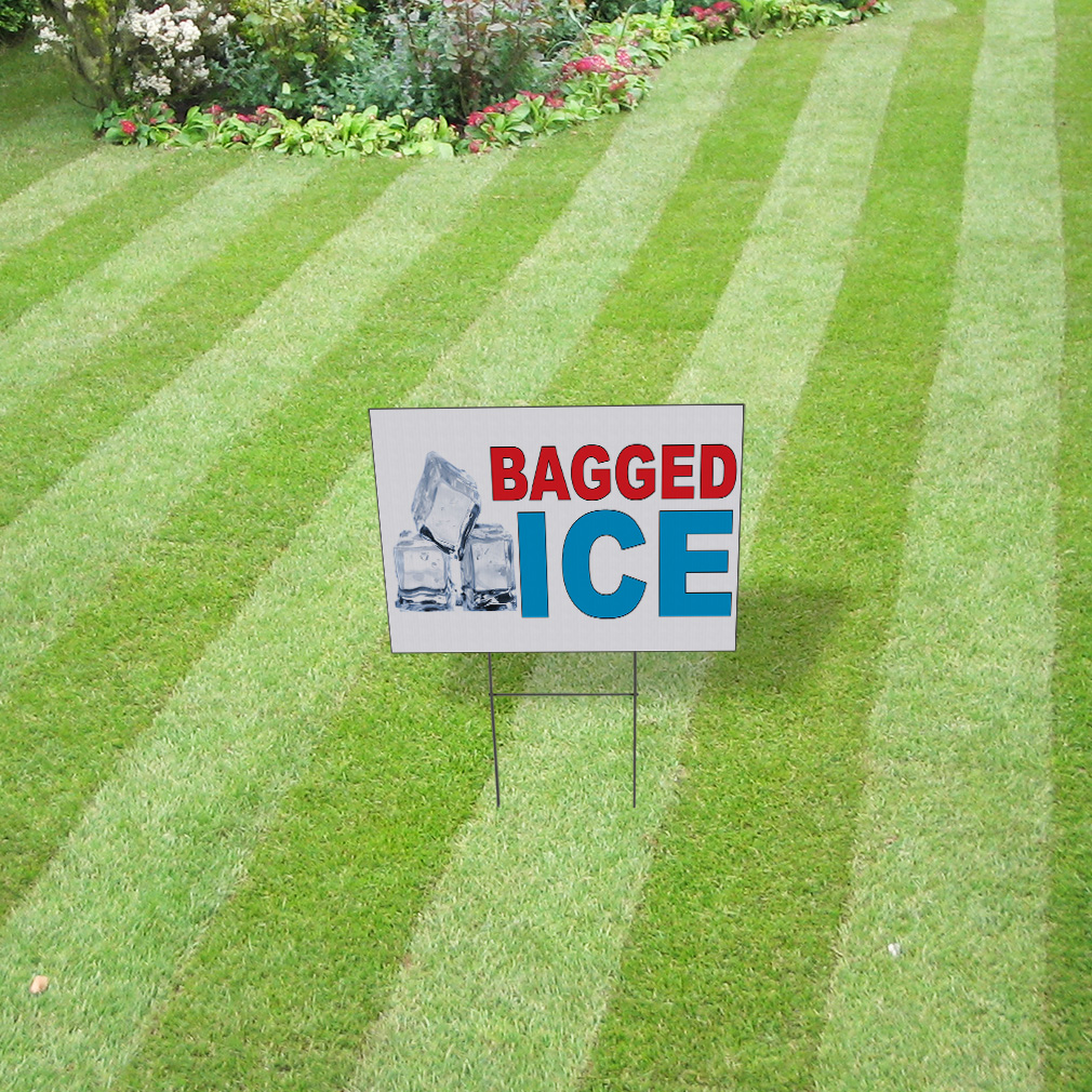 Weatherproof Yard Sign Bagged Ice Red Blue Food Bar Restaurant Truck ...