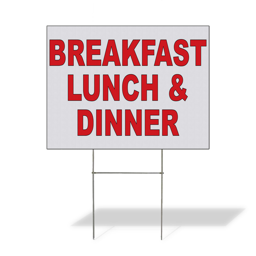 Weatherproof Yard Sign Breakfast Lunch & Dinner Red Food Bar Restaurant ...