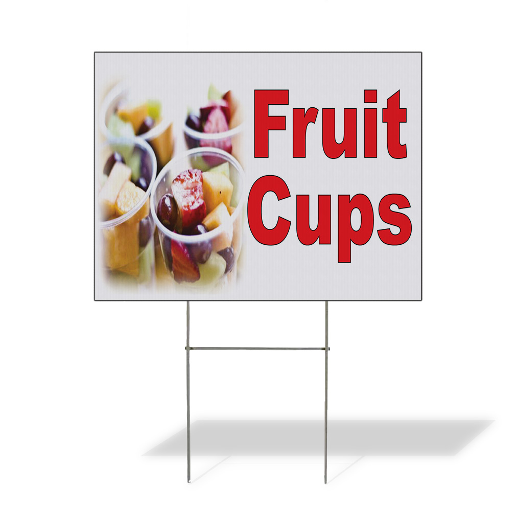Cups Only Sign Weatherproof Yard Sign Fruit Cups Red Food Bar Restaurant Truck Lawn ...