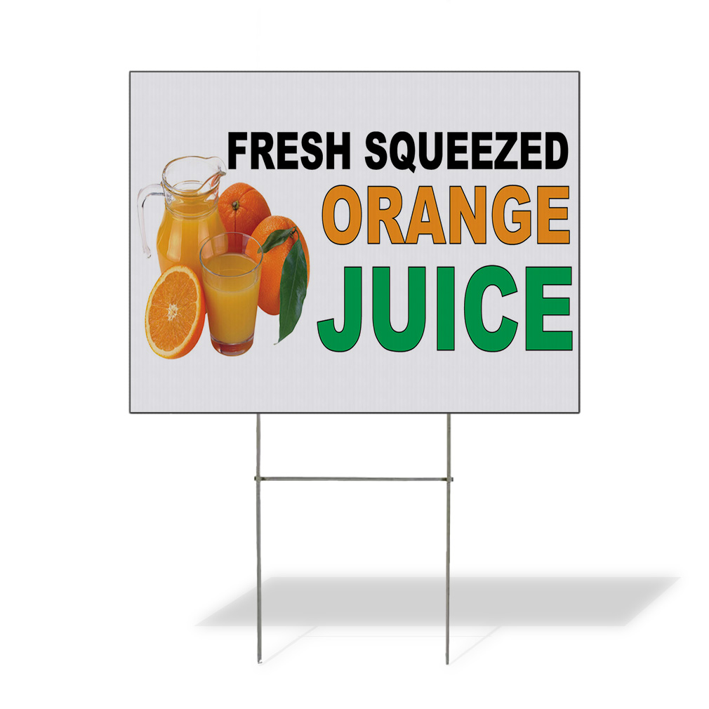 Weatherproof Yard Sign Fresh Squeezed Orange Juice Black Green Food Restaurant