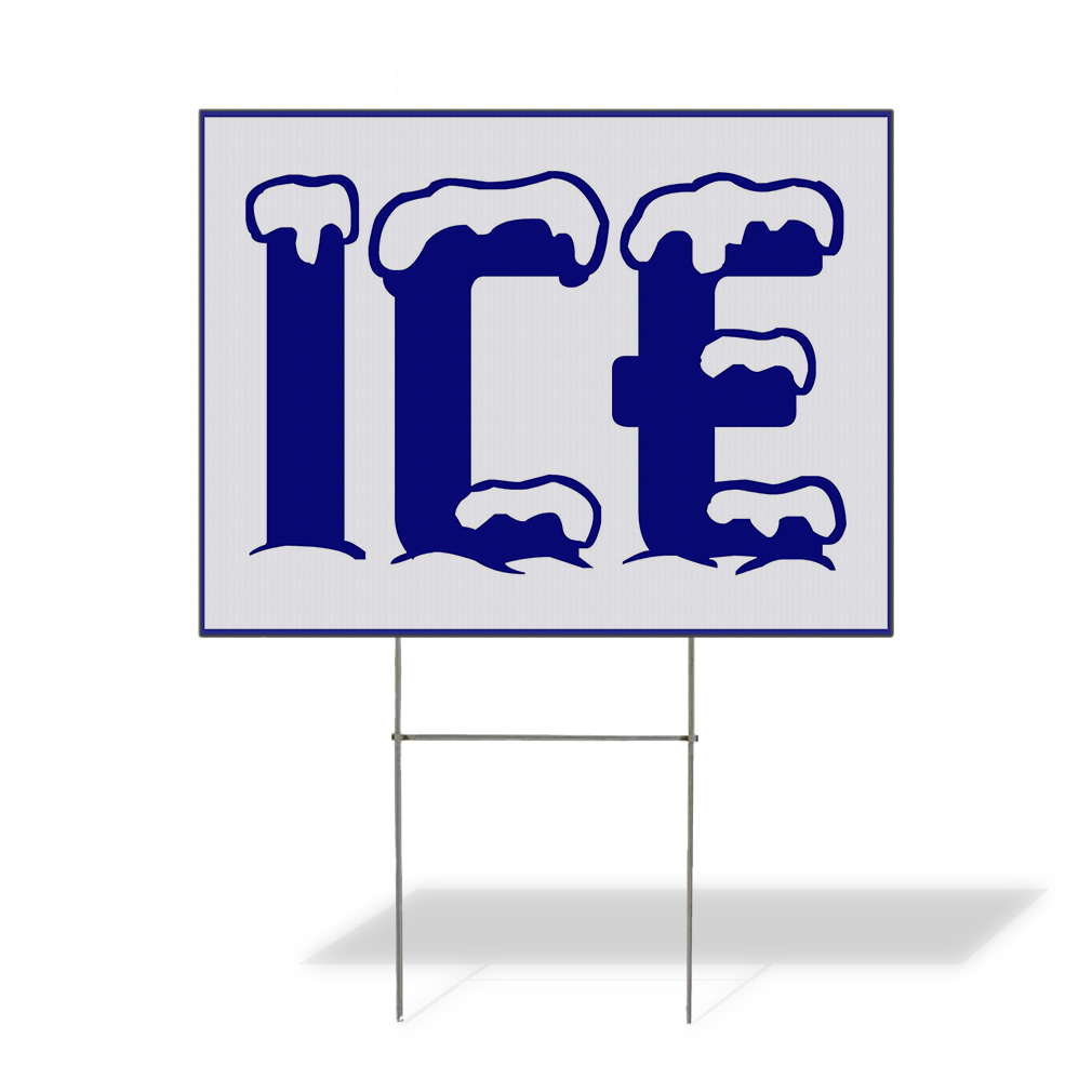 Ice Sold Sign Weatherproof Yard Sign Ice Cold Drinks Restaurant Food Bar B White Lawn ...