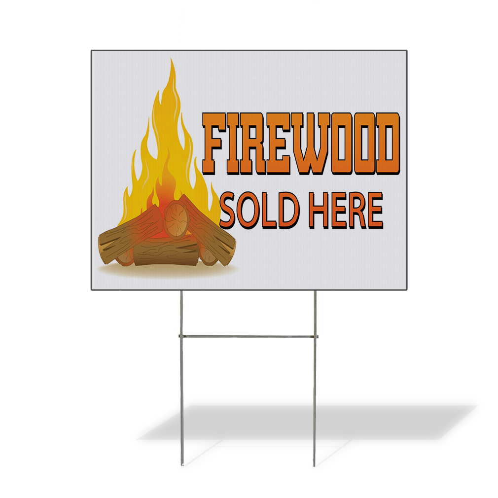 Weatherproof Yard Sign Firewood Sold Here Business B White Lawn Garden