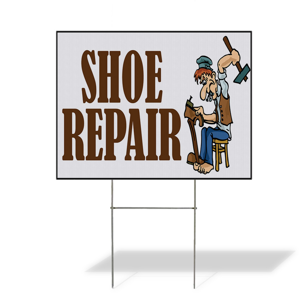 Weatherproof Yard Sign Shoe Repair Business C White Lawn Garden Stores
