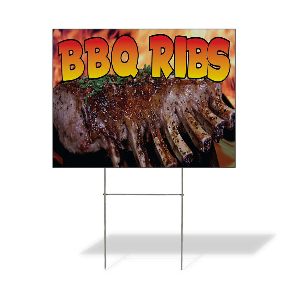 Weatherproof Yard Sign Bbq Ribs Restaurant Cafe Bar D Brown Lawn Garden
